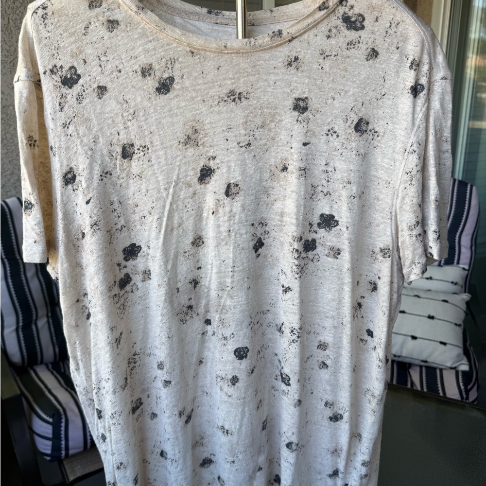 John Varvatos - linen Light Beige Speckled Short Sleeve Tee